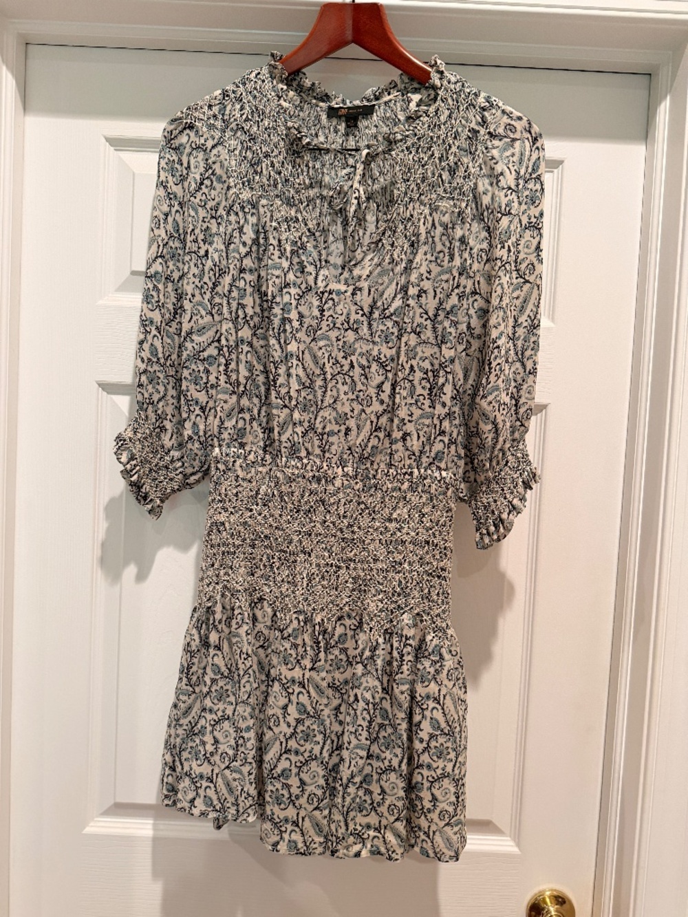 FRYE x Anthropologie Cara Mini Smocked Dress Paisley Large